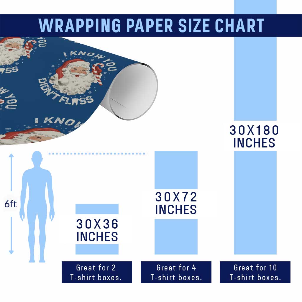 I Know You Didnt Floss Wrapping Paper Roll Funny Dentist Christmas Santa Dental Hygiene - Wonder Print Shop