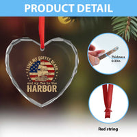 I Like My Coffee Black And My Tea In The Harbor Heart Crystal Glass Ornament Funny US History