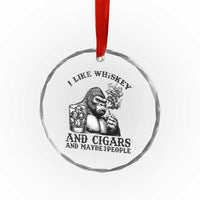 I Like Whiskey and Cigars and Maybe 3 People Crystal Glass Ornament Funny Bigfoot Drinking and Cigarette Anti-Social Humor