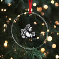 I Like Whiskey and Cigars and Maybe 3 People Crystal Glass Ornament Funny Bigfoot Drinking and Cigarette Anti-Social Humor