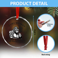 I Like Whiskey and Cigars and Maybe 3 People Crystal Glass Ornament Funny Bigfoot Drinking and Cigarette Anti-Social Humor