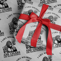 I Like Whiskey and Cigars and Maybe 3 People Wrapping Paper Roll Funny Bigfoot Drinking and Cigarette Anti-Social Humor