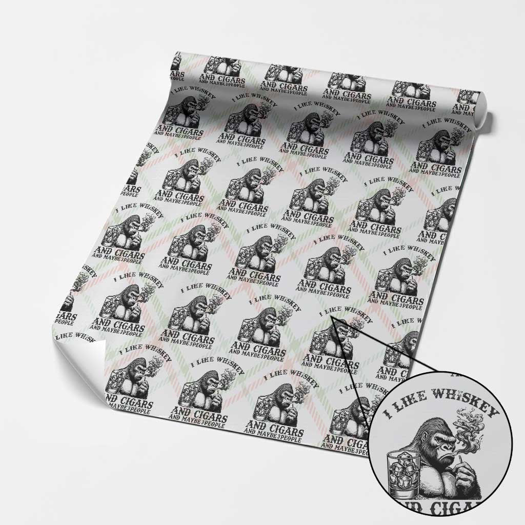 I Like Whiskey and Cigars and Maybe 3 People Wrapping Paper Roll Funny Bigfoot Drinking and Cigarette Anti-Social Humor