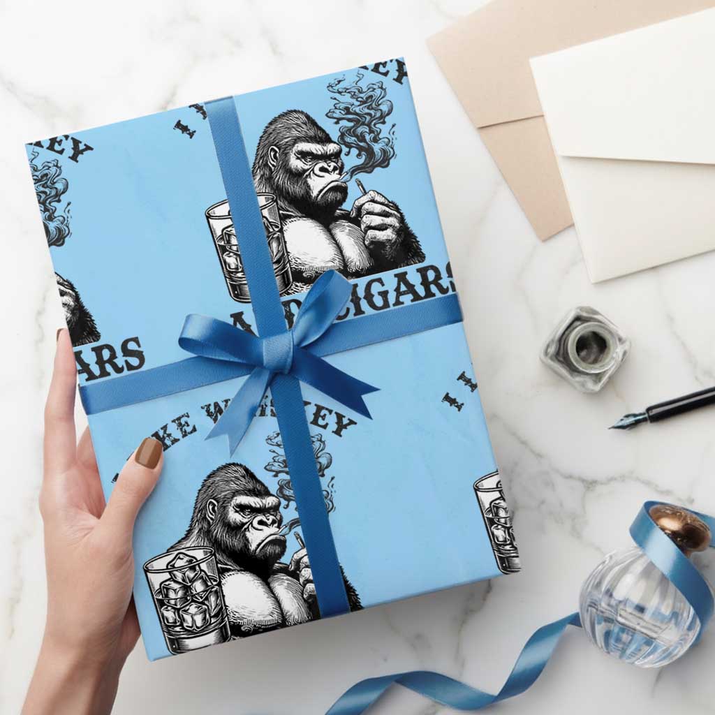 I Like Whiskey and Cigars and Maybe 3 People Wrapping Paper Roll Funny Bigfoot Drinking and Cigarette Anti-Social Humor