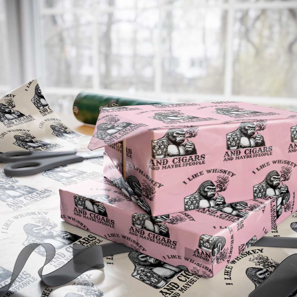I Like Whiskey and Cigars and Maybe 3 People Wrapping Paper Roll Funny Bigfoot Drinking and Cigarette Anti-Social Humor