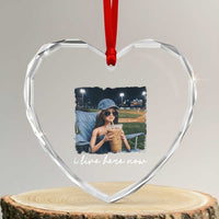 I Live Here Now Funny Doll Face Meme Baseball Lover Heart Crystal Glass Ornament Game Day Reaction Sports Fan Gift