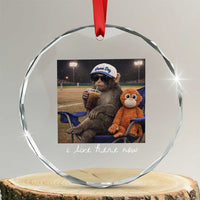 I Live Here Now Punch Monkey Crystal Glass Ornament Funny Drinking Iced Coffee Baseball Field