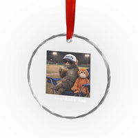 I Live Here Now Punch Monkey Crystal Glass Ornament Funny Drinking Iced Coffee Baseball Field