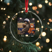 I Live Here Now Punch Monkey Crystal Glass Ornament Funny Drinking Iced Coffee Baseball Field