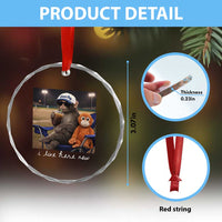 I Live Here Now Punch Monkey Crystal Glass Ornament Funny Drinking Iced Coffee Baseball Field