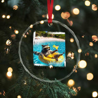 I Live Here Now Raccoon Crystal Glass Ornament Funny Summer Vacation Meme