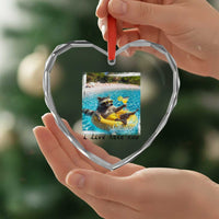 I Live Here Now Raccoon Heart Crystal Glass Ornament Funny Summer Vacation Meme