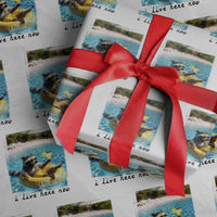 I Live Here Now Raccoon Wrapping Paper Roll Funny Summer Vacation Meme