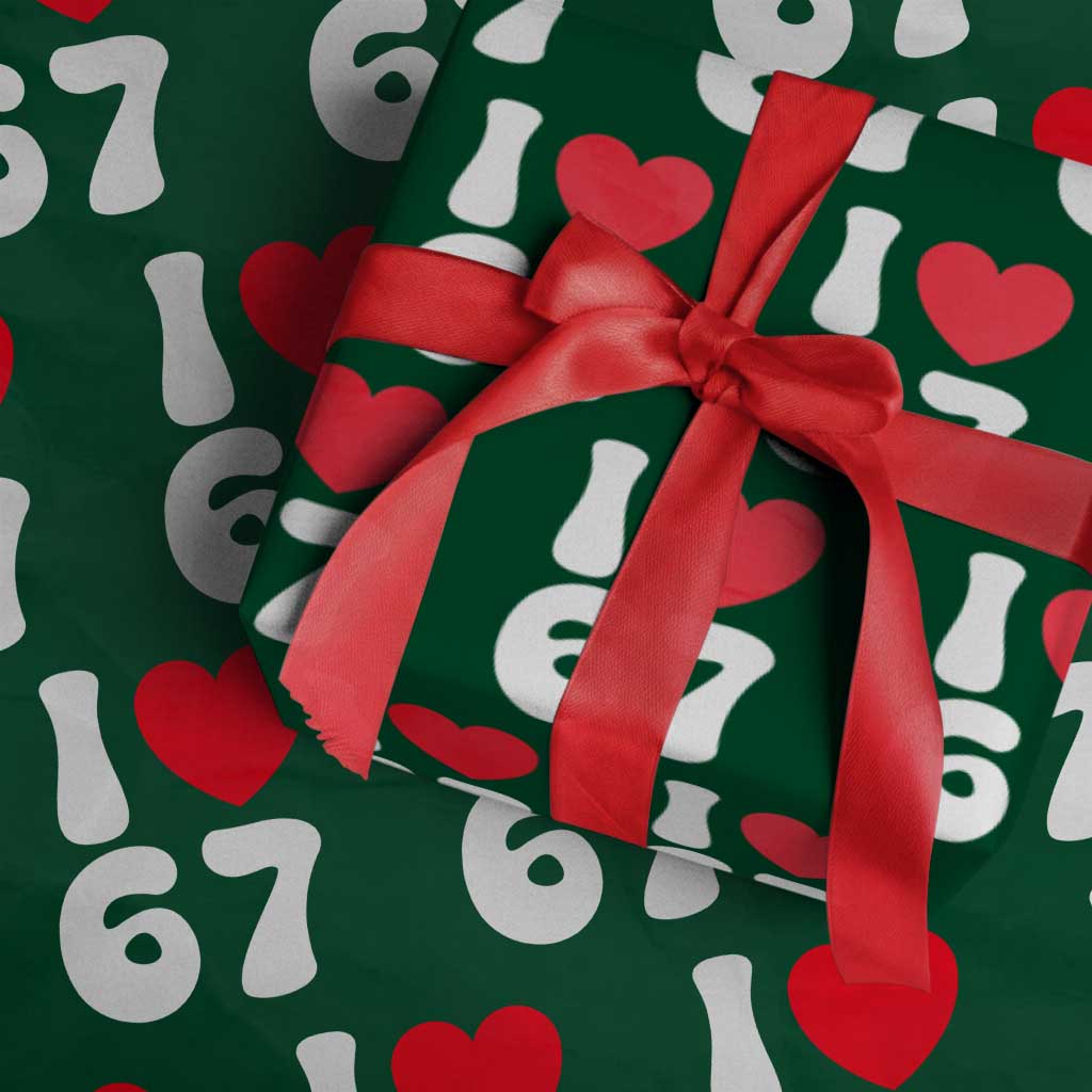 I Love 67 Wrapping Paper Roll 67th Birthday Six Seven Funny Gen Alpha Slang Saying - Wonder Print Shop