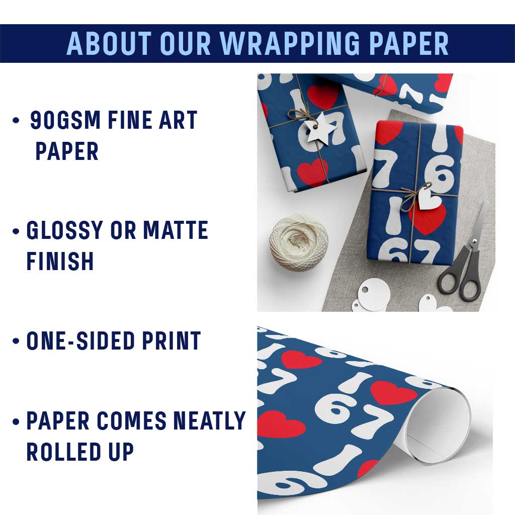 I Love 67 Wrapping Paper Roll 67th Birthday Six Seven Funny Gen Alpha Slang Saying - Wonder Print Shop