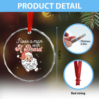 I Love A Man With A Beard Santa Xmas Crystal Glass Ornament TS09