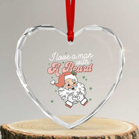 I Love A Man With A Beard Santa Xmas Heart Crystal Glass Ornament - Wonder Print Shop