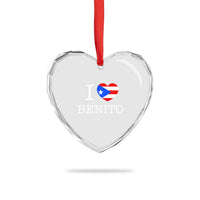 I Love Benito Puerto Rico Flag Heart Heart Crystal Glass Ornament Boricua Music Fan Game Day Everyday