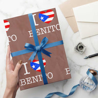 I Love Benito Puerto Rico Flag Heart Wrapping Paper Roll Boricua Music Fan Game Day Everyday