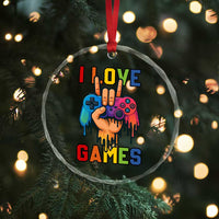 I Love Games Colorful Gamer Controller Gift Crystal Glass Ornament - Wonder Print Shop