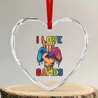 I Love Games Colorful Gamer Controller Gift Heart Crystal Glass Ornament - Wonder Print Shop