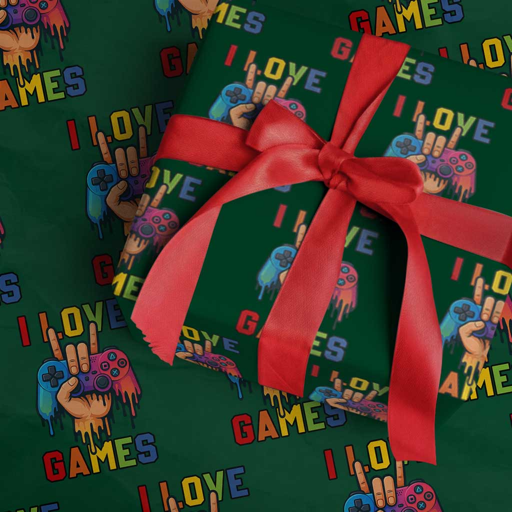 I Love Games Colorful Gamer Controller Gift Wrapping Paper Roll - Wonder Print Shop