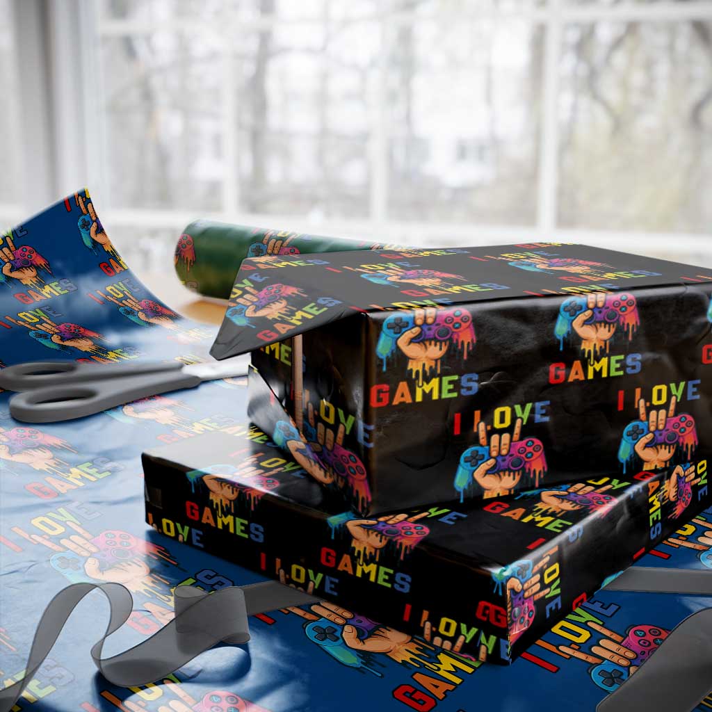 I Love Games Colorful Gamer Controller Gift Wrapping Paper Roll - Wonder Print Shop