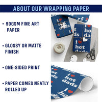 I Love Hot Dads Wrapping Paper Roll Funny Fathers Day