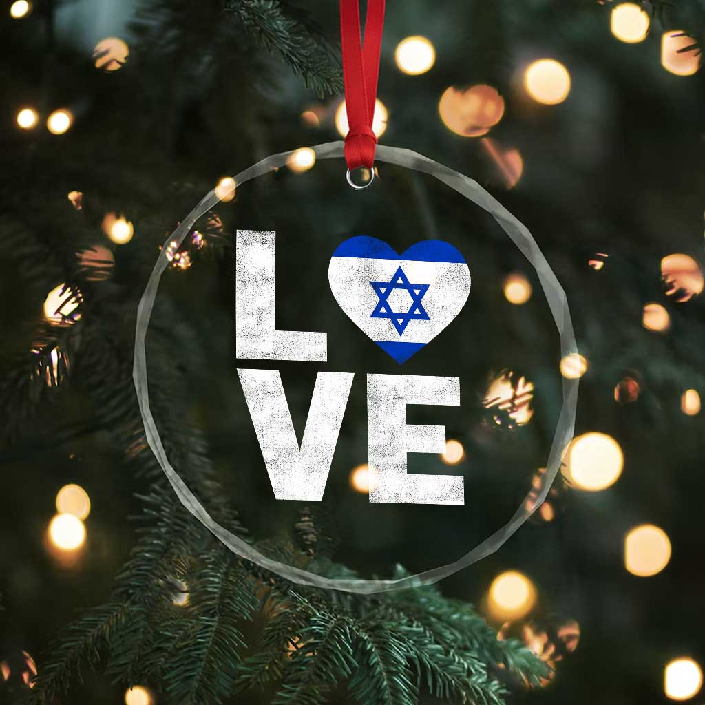 I Love Israel Jewish Gifts Star of David Israeli Crystal Glass Ornament - Wonder Print Shop