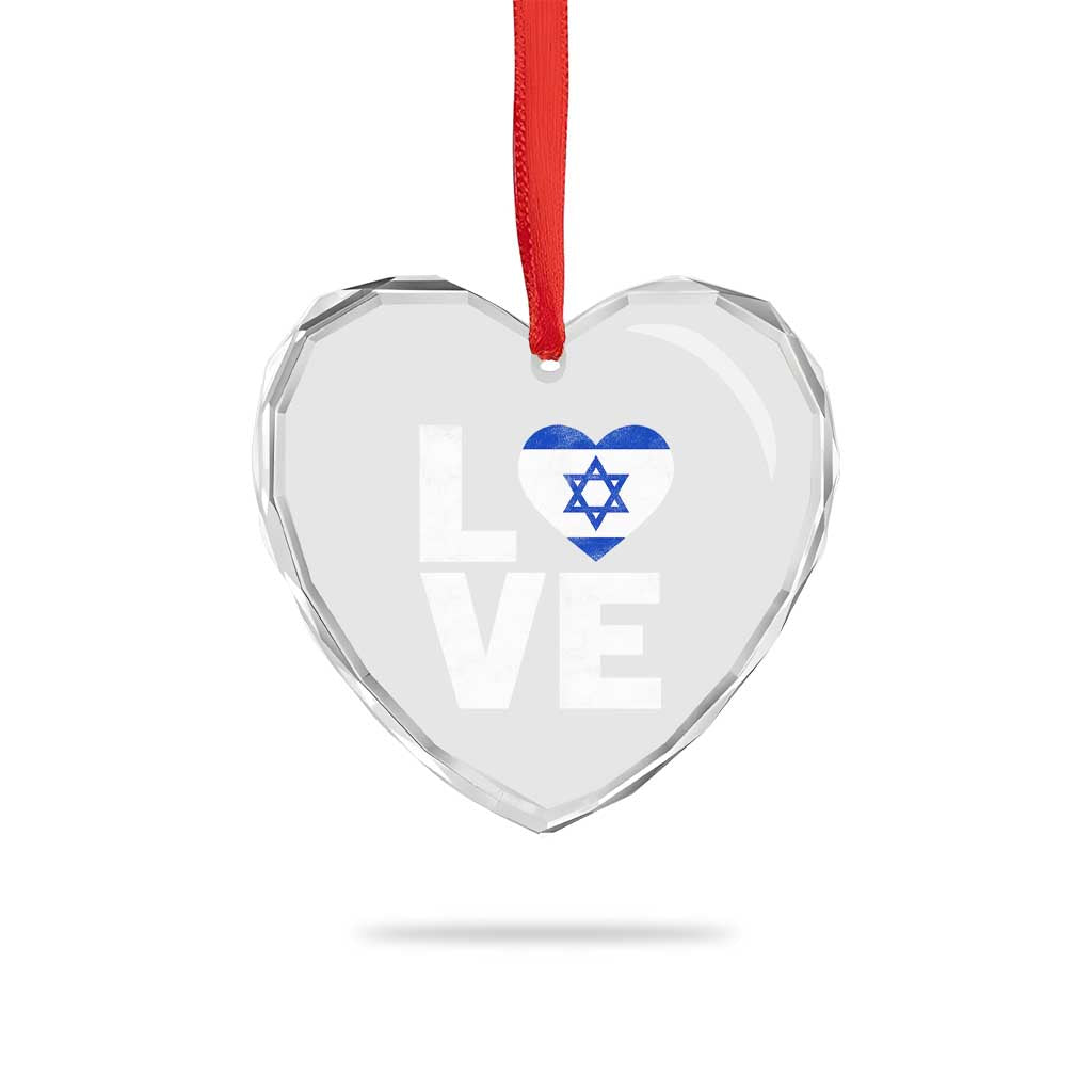 I Love Israel Jewish Gifts Star of David Israeli Heart Crystal Glass Ornament - Wonder Print Shop