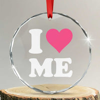 I Love Me Crystal Glass Ornament Funny Self Love Pink Heart Positive Vibes - Wonder Print Shop