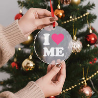 I Love Me Crystal Glass Ornament Funny Self Love Pink Heart Positive Vibes - Wonder Print Shop
