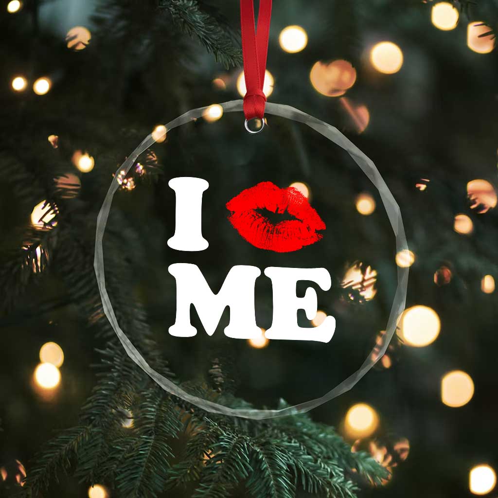 I Love ME Crystal Glass Ornament Sexy Lips Red Lipstick Kiss Self Love - Wonder Print Shop