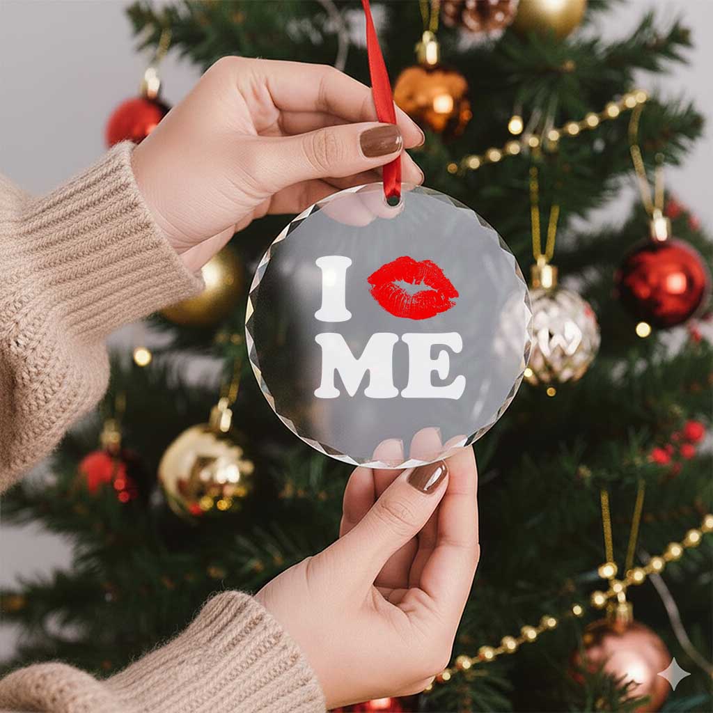 I Love ME Crystal Glass Ornament Sexy Lips Red Lipstick Kiss Self Love - Wonder Print Shop