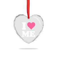 I Love Me Heart Crystal Glass Ornament Funny Self Love Pink Heart Positive Vibes - Wonder Print Shop