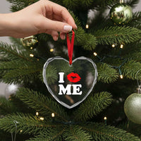 I Love ME Heart Crystal Glass Ornament Sexy Lips Red Lipstick Kiss Self Love - Wonder Print Shop