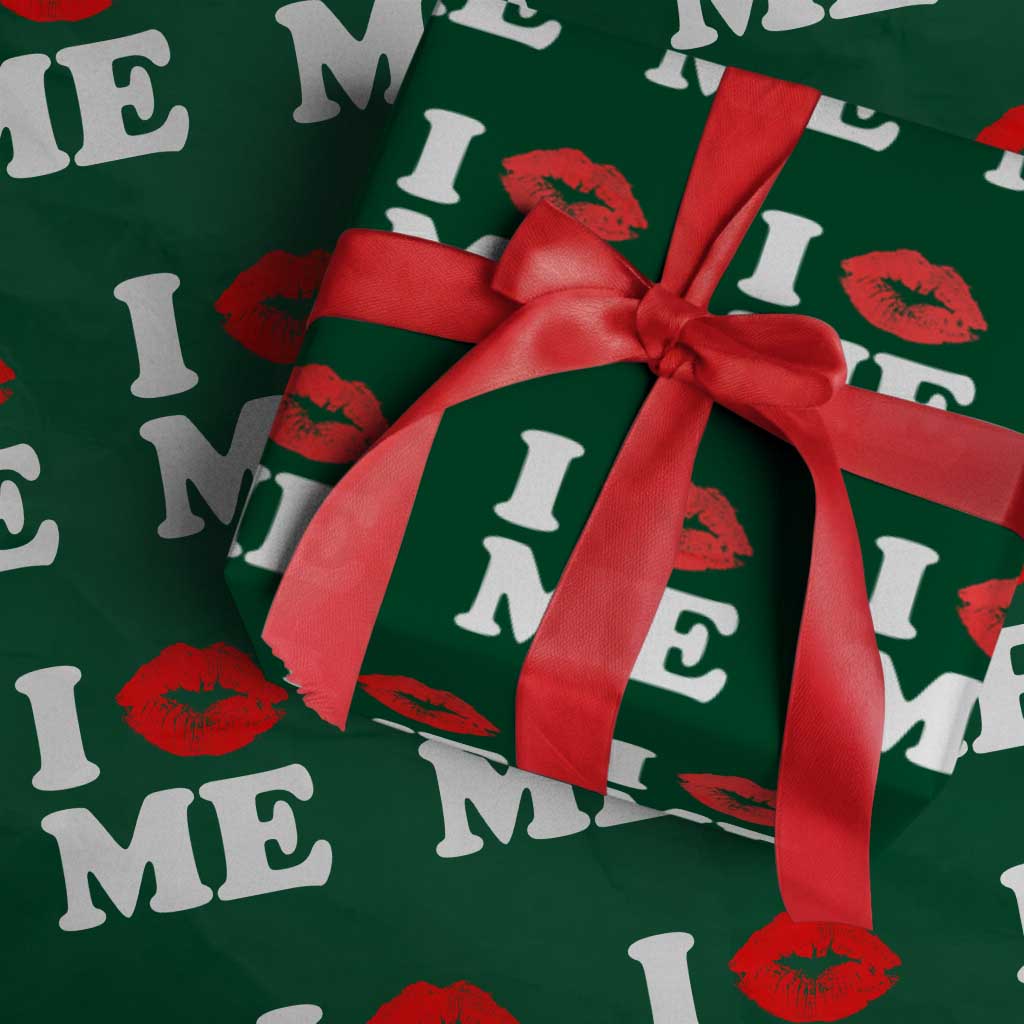 I Love ME Wrapping Paper Roll Sexy Lips Red Lipstick Kiss Self Love - Wonder Print Shop