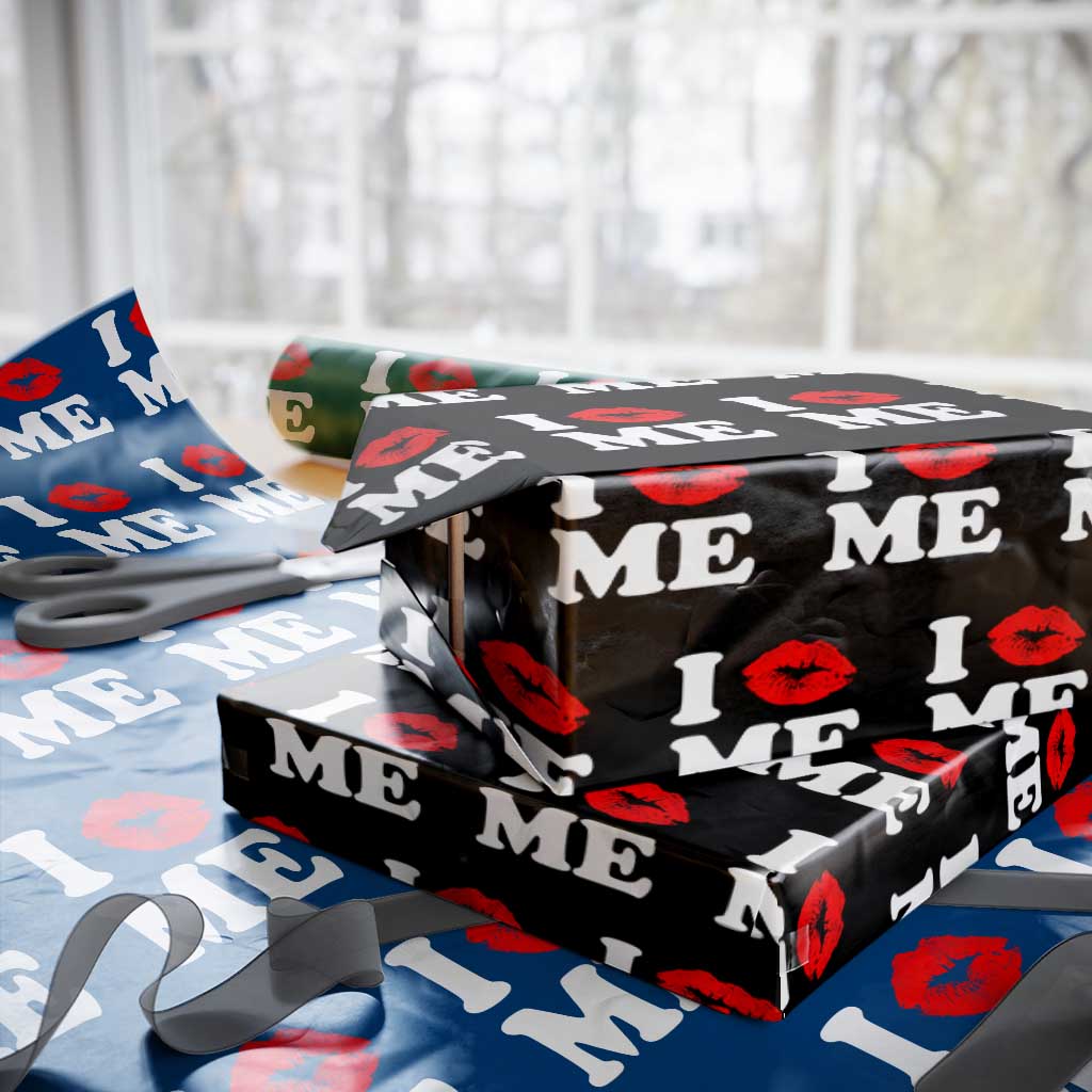 I Love ME Wrapping Paper Roll Sexy Lips Red Lipstick Kiss Self Love - Wonder Print Shop