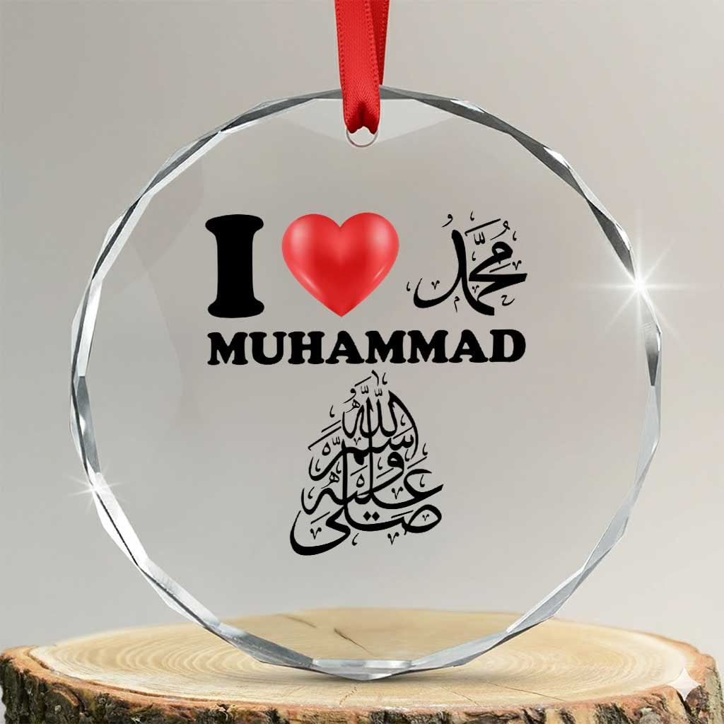 I Love Muhammad Crystal Glass Ornament Musliam Identity Faith Peace Pride Islamic Calligraphy TS02