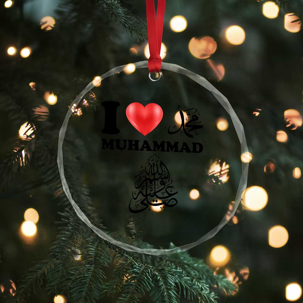 I Love Muhammad Crystal Glass Ornament Musliam Identity Faith Peace Pride Islamic Calligraphy TS02