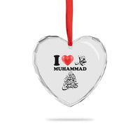 I Love Muhammad Heart Crystal Glass Ornament Musliam Identity Faith Peace Pride Islamic Calligraphy - Wonder Print Shop