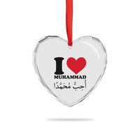 I Love Muhammad Heart Crystal Glass Ornament Musliam Identity Islamic Peace and Pride - Wonder Print Shop