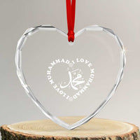 I Love Muhammad Heart Crystal Glass Ornament Musliam Identity Peace Pride Islamic Calligraphy - Wonder Print Shop