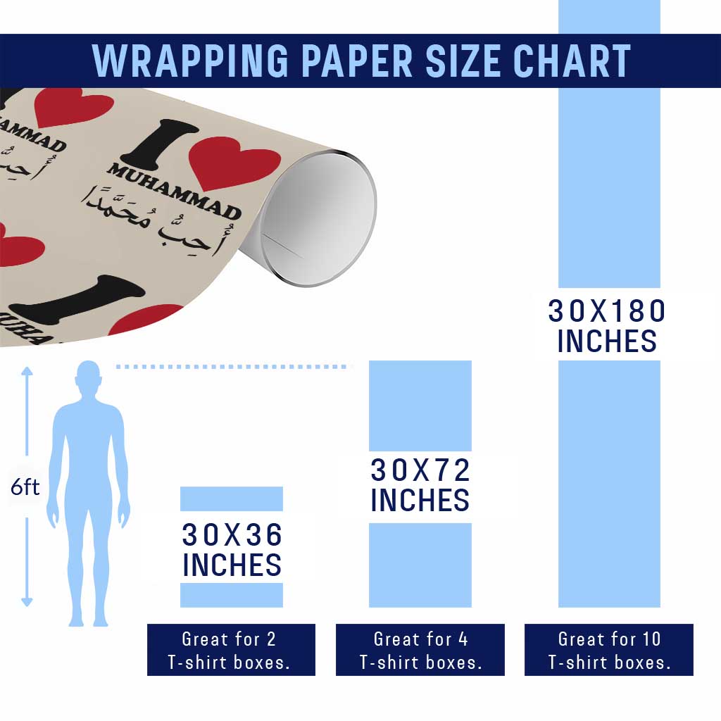 I Love Muhammad Wrapping Paper Roll Musliam Identity Islamic Peace and Pride - Wonder Print Shop