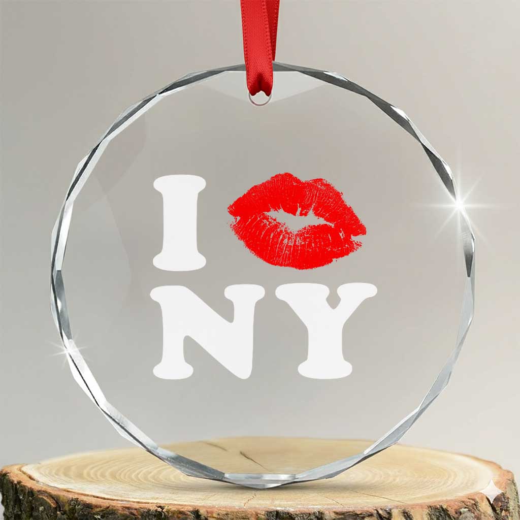 I Love NY Crystal Glass Ornament Sexy Lips Red Lipstick Kiss New York Lover Travel Gift - Wonder Print Shop