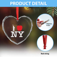 I Love NY Heart Crystal Glass Ornament New York Lover Travel Gift - Wonder Print Shop