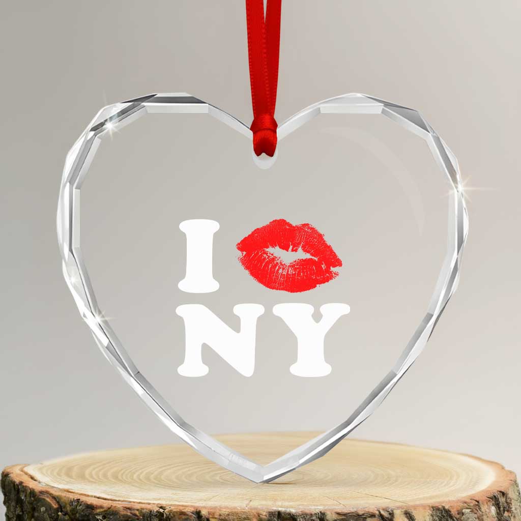 I Love NY Heart Crystal Glass Ornament Sexy Lips Red Lipstick Kiss New York Lover Travel Gift - Wonder Print Shop