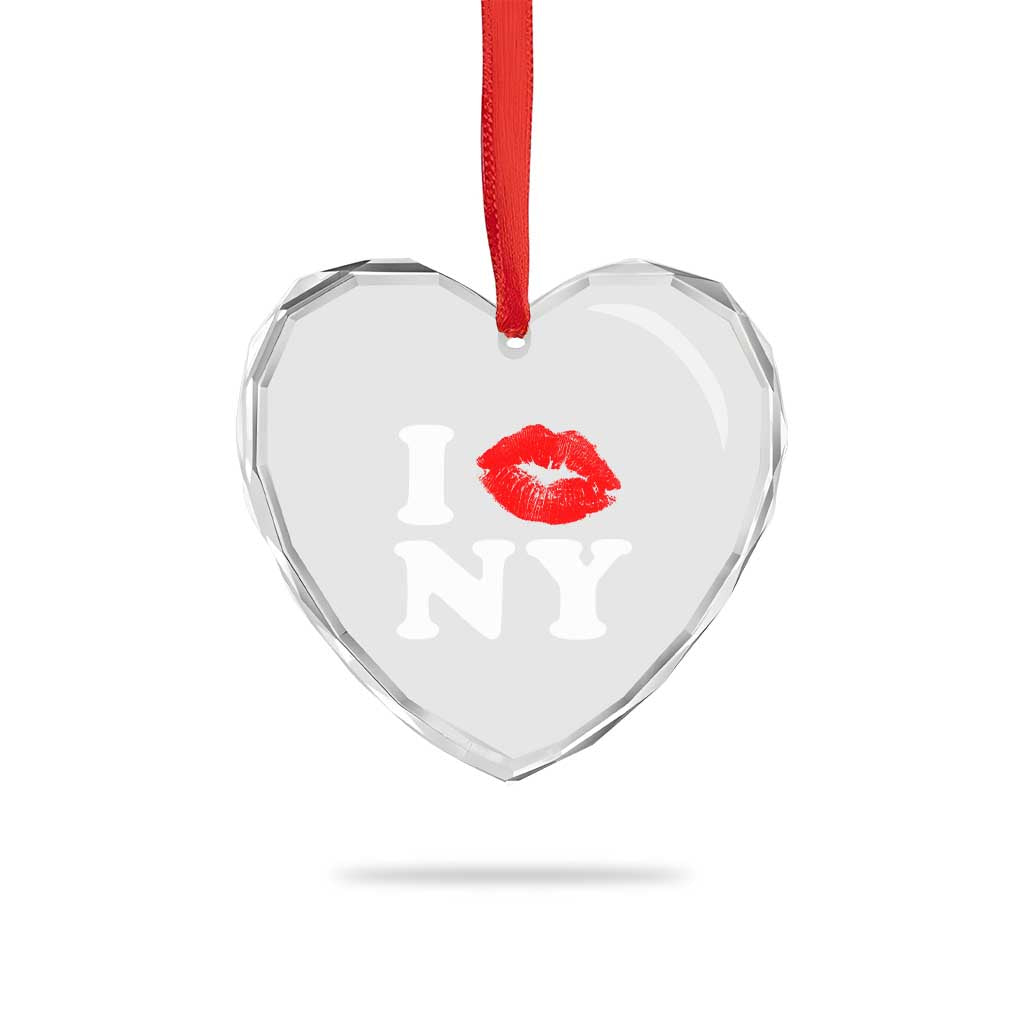 I Love NY Heart Crystal Glass Ornament Sexy Lips Red Lipstick Kiss New York Lover Travel Gift - Wonder Print Shop