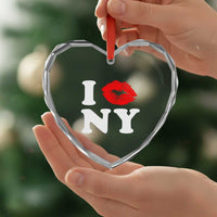 I Love NY Heart Crystal Glass Ornament Sexy Lips Red Lipstick Kiss New York Lover Travel Gift - Wonder Print Shop
