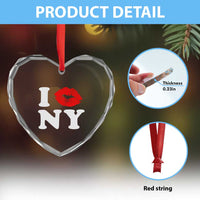 I Love NY Heart Crystal Glass Ornament Sexy Lips Red Lipstick Kiss New York Lover Travel Gift - Wonder Print Shop